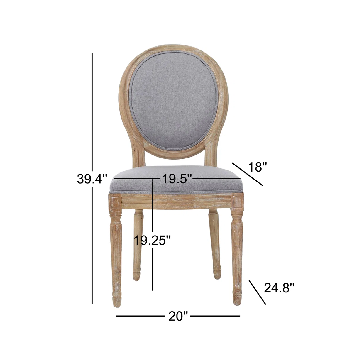 Vintage French Country Louis Oval Back Dining Chair - Set of 2