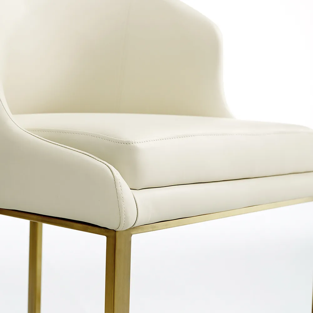 Modern Cream Velvet Dining Chair with Gold Cantilever Base � Contemporary Luxe Style