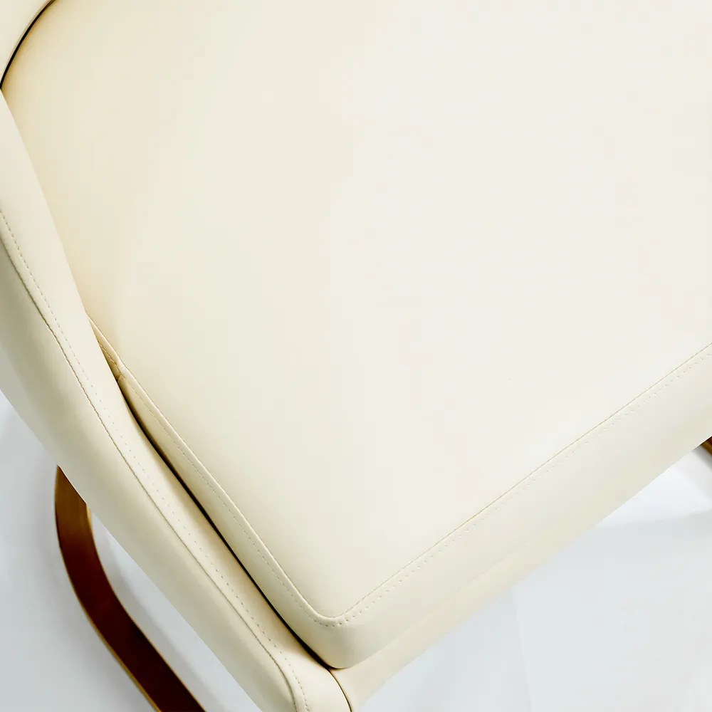 Modern Cream Velvet Dining Chair with Gold Cantilever Base � Contemporary Luxe Style