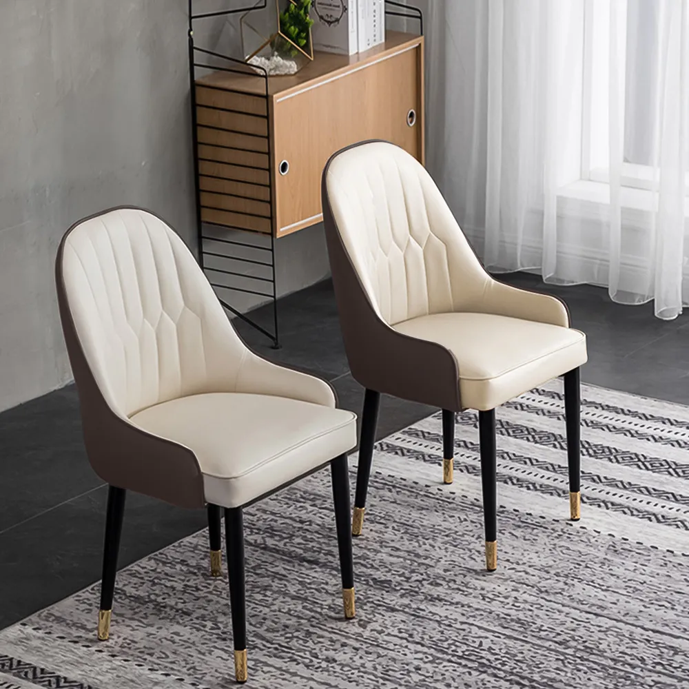 Modern Upholstered Dining Chairs with Gold-Tipped Legs � Set of 2