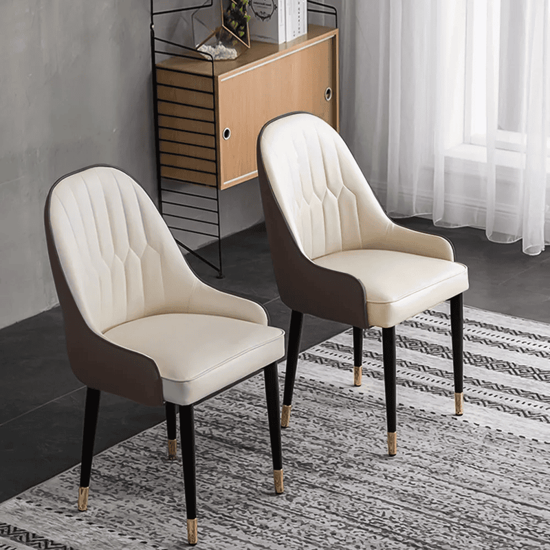 Modern Upholstered Dining Chairs with Gold-Tipped Legs � Set of 2
