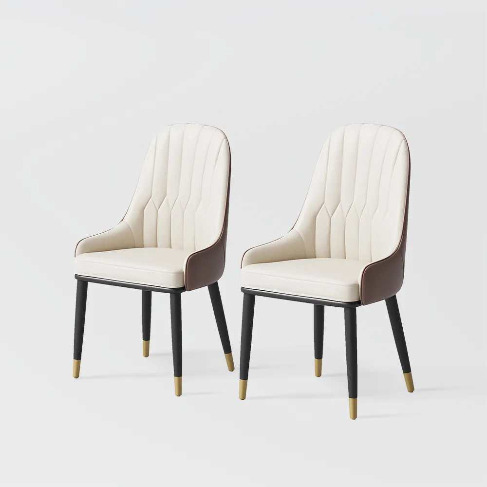 Modern Upholstered Dining Chairs with Gold-Tipped Legs � Set of 2