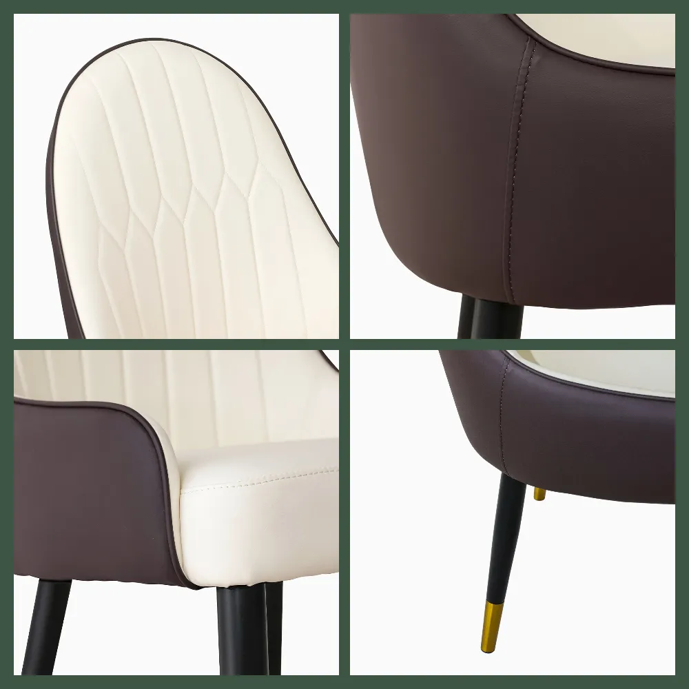Modern Upholstered Dining Chairs with Gold-Tipped Legs � Set of 2