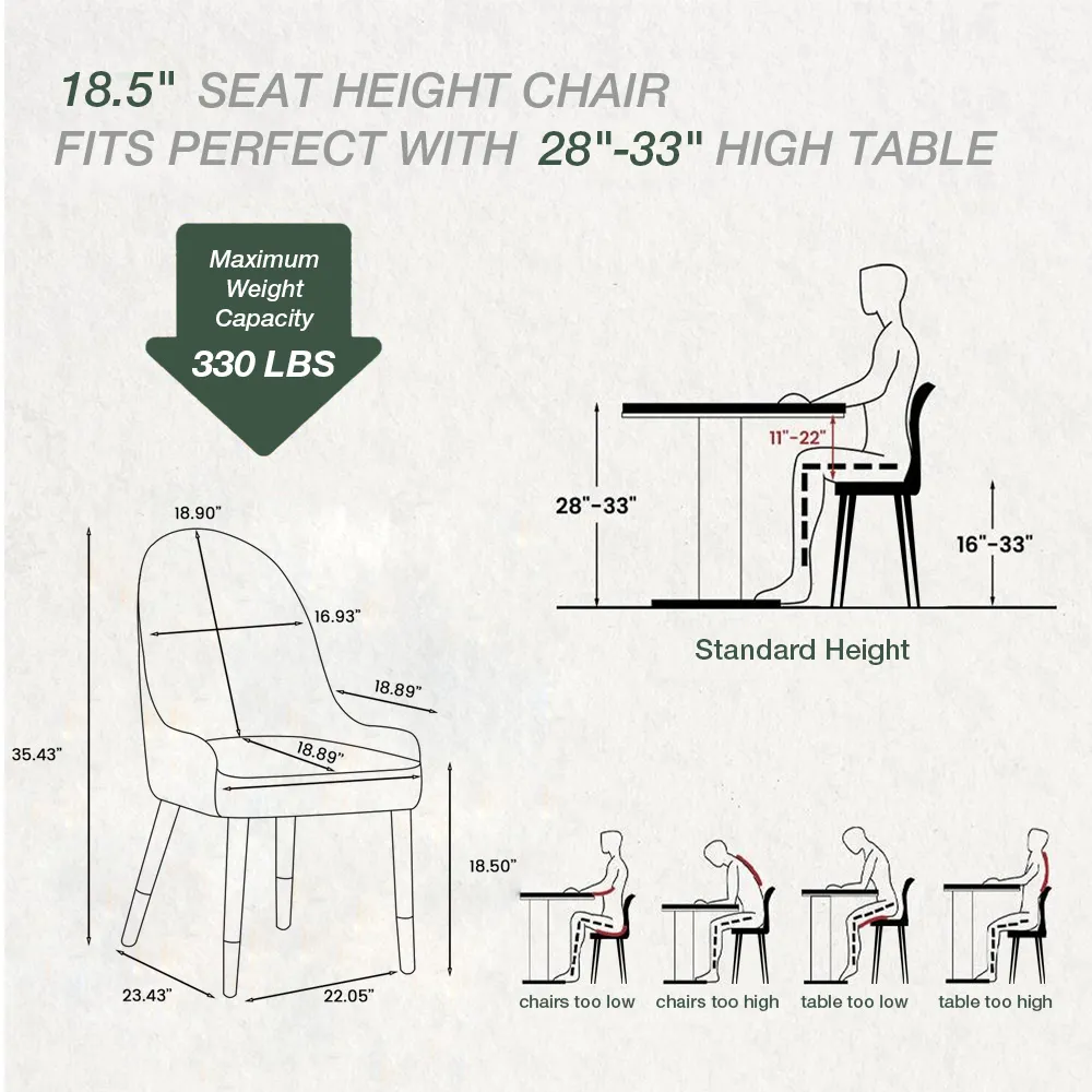 Modern Upholstered Dining Chairs with Gold-Tipped Legs � Set of 2
