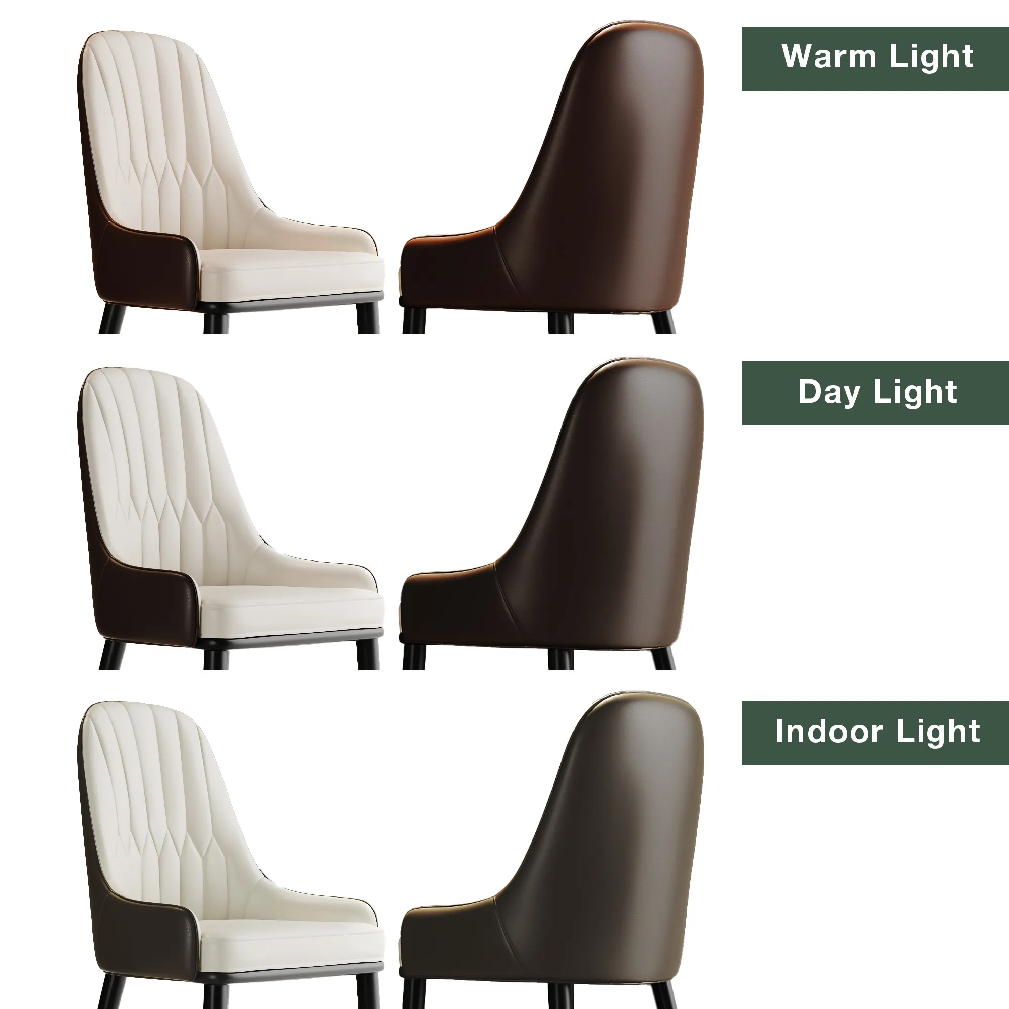 Modern Upholstered Dining Chairs with Gold-Tipped Legs � Set of 2