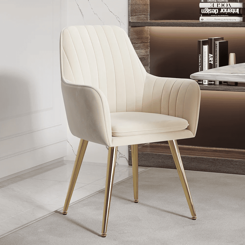 Luxury Cream Upholstered Dining Chairs with Gold Legs � Set of 2