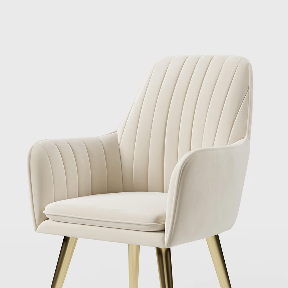 Luxury Cream Upholstered Dining Chairs with Gold Legs � Set of 2