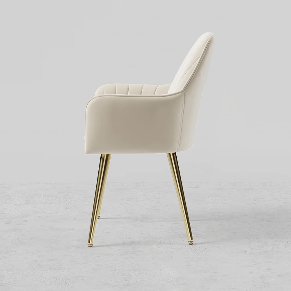Luxury Cream Upholstered Dining Chairs with Gold Legs � Set of 2
