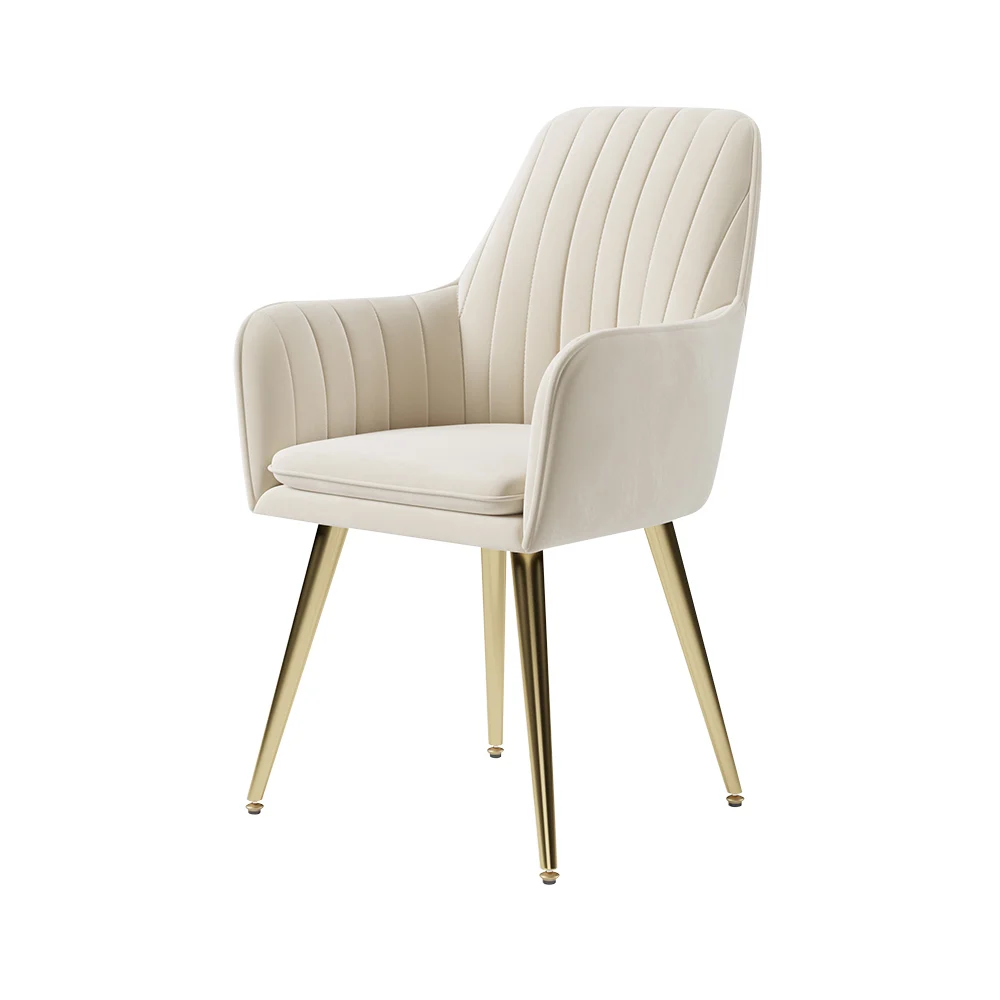 Luxury Cream Upholstered Dining Chairs with Gold Legs � Set of 2