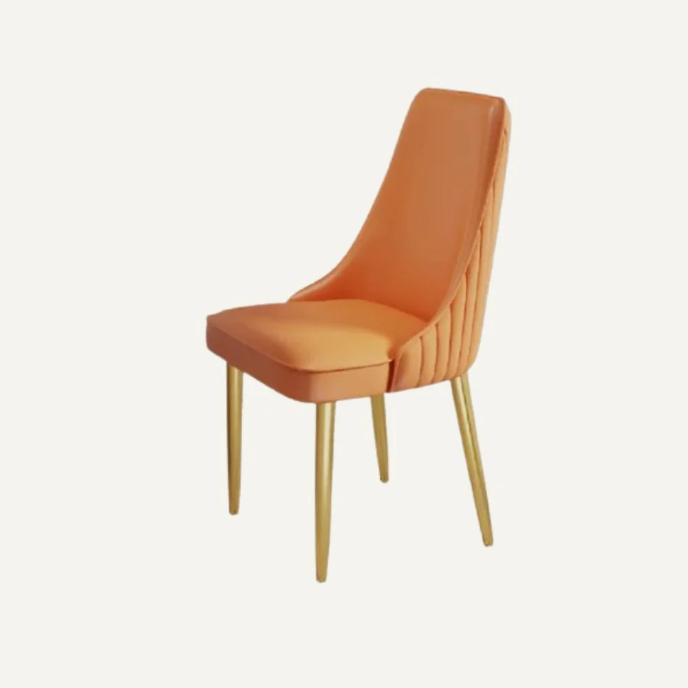 Modern Upholstered Dining Chair with Gold Metal Legs � Elegant High Back Accent Chair for Dining Room or Office