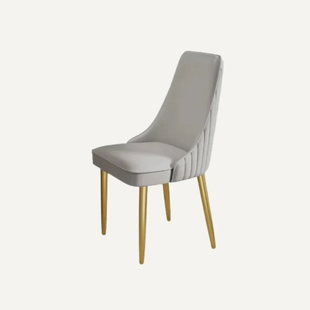 Modern Upholstered Dining Chair with Gold Metal Legs � Elegant High Back Accent Chair for Dining Room or Office