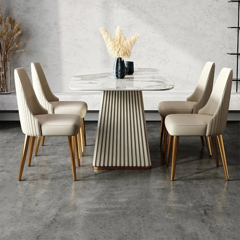 Modern Upholstered Dining Chair with Gold Metal Legs � Elegant High Back Accent Chair for Dining Room or Office