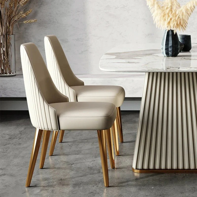Modern Upholstered Dining Chair with Gold Metal Legs � Elegant High Back Accent Chair for Dining Room or Office