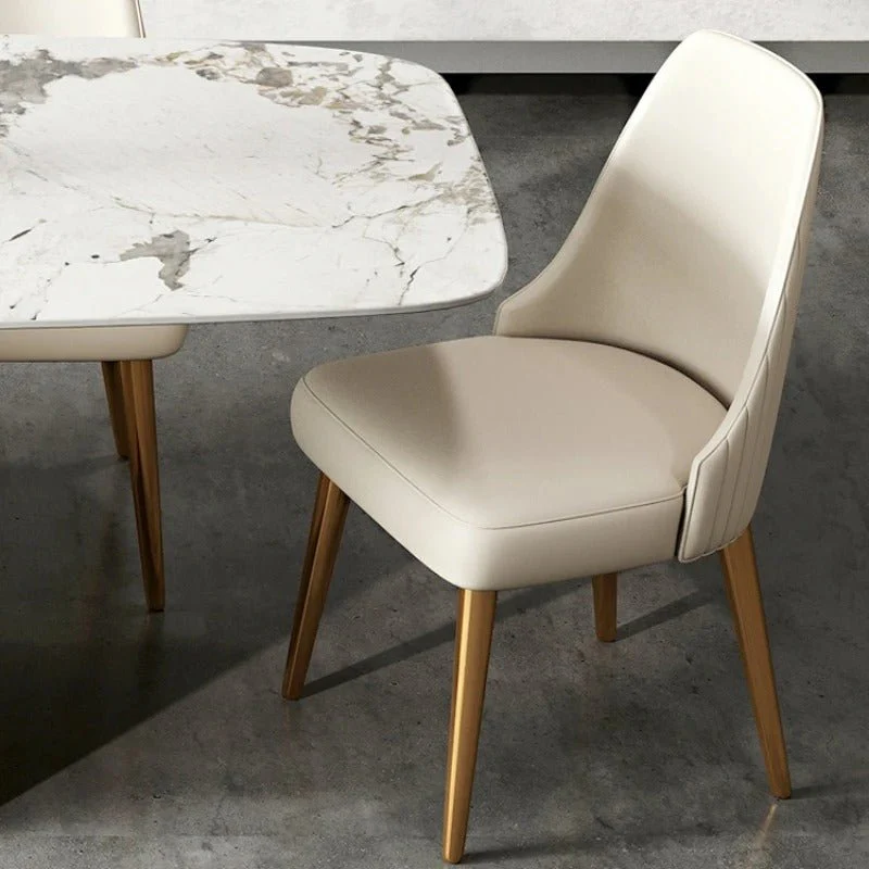 Modern Upholstered Dining Chair with Gold Metal Legs � Elegant High Back Accent Chair for Dining Room or Office