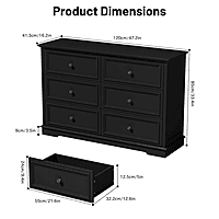 Furnlluxra 47.2'' W 6 - Drawer Dresser