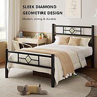 Furnlluxra Single Bed Frame with Headboard and Footboard, Metal Platform Bed Frame