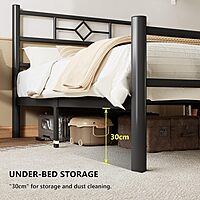 Furnlluxra Single Bed Frame with Headboard and Footboard, Metal Platform Bed Frame