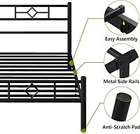 Furnlluxra Single Bed Frame with Headboard and Footboard, Metal Platform Bed Frame