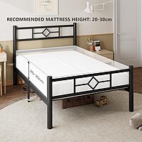 Furnlluxra Single Bed Frame with Headboard and Footboard, Metal Platform Bed Frame