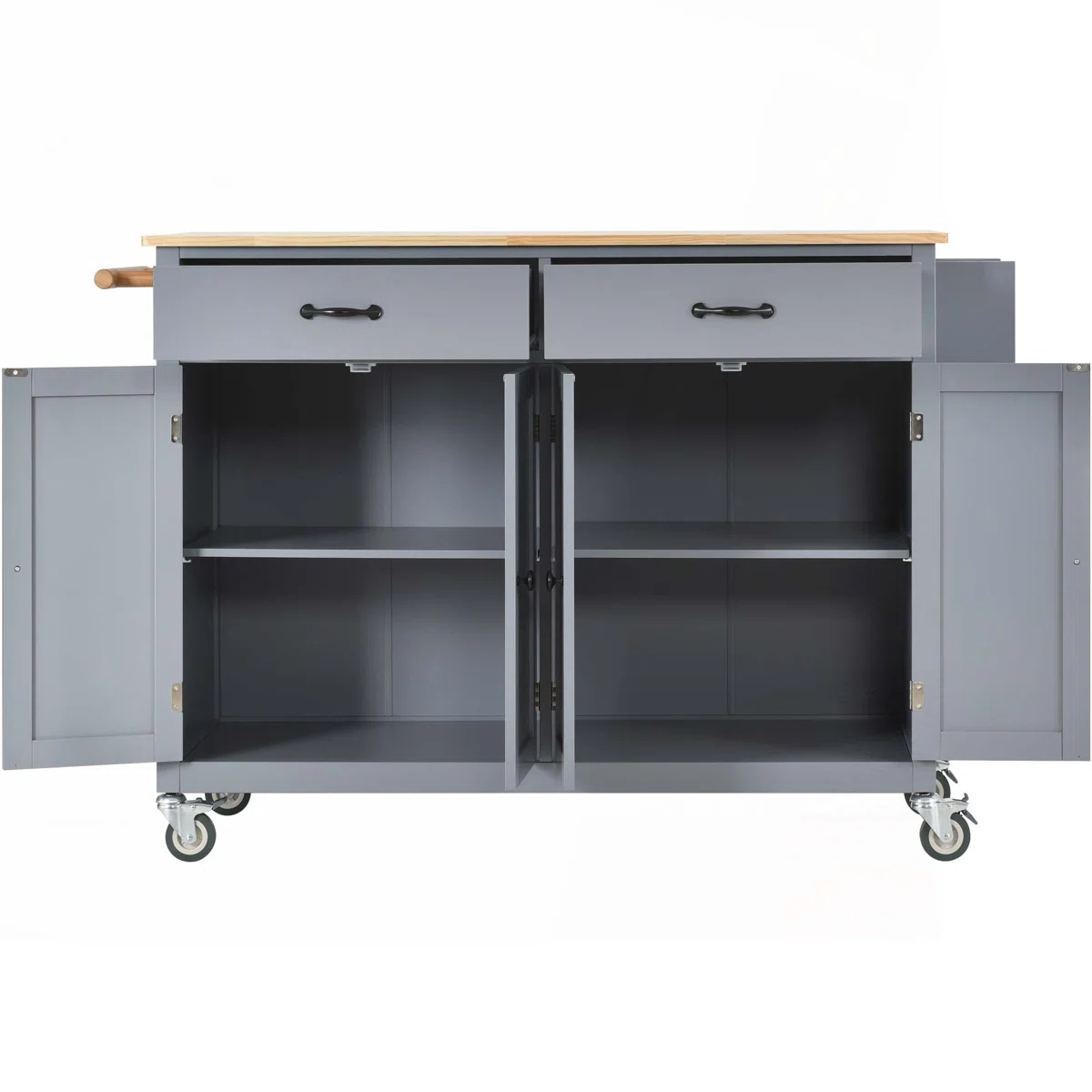 Furnllxra Multi-Functional Kitchen Island Trolley with Storage Cabinets, Drawers & Wheels � Grey, 47.24� Wide