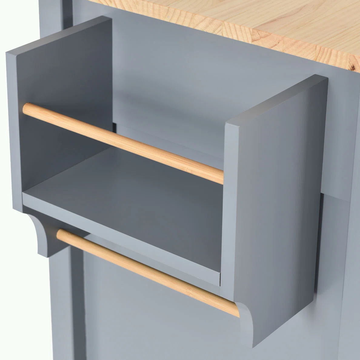 Furnllxra Multi-Functional Kitchen Island Trolley with Storage Cabinets, Drawers & Wheels � Grey, 47.24� Wide