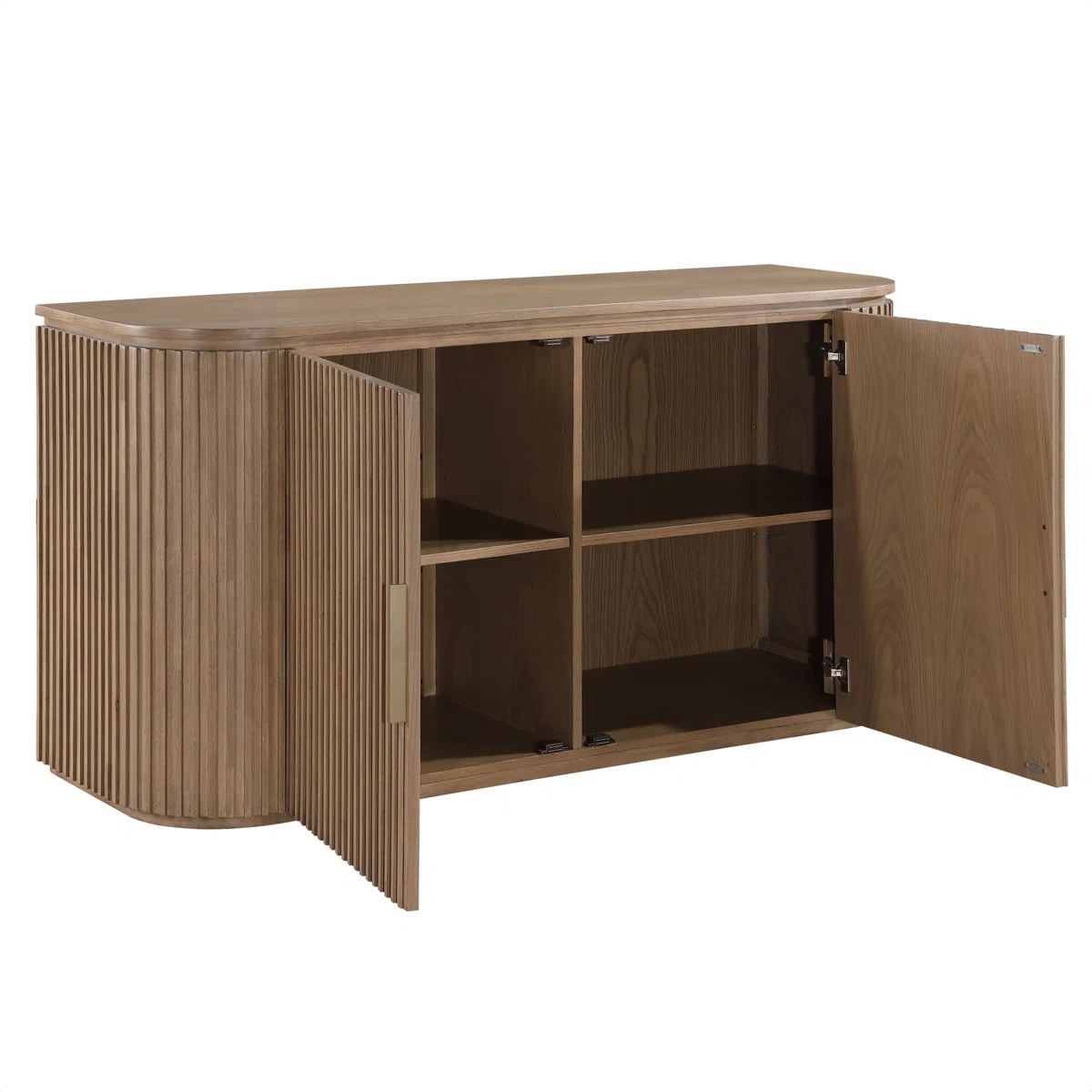 Luxury Wooden Sideboard with Slatted Design and Contemporary Decor Accents