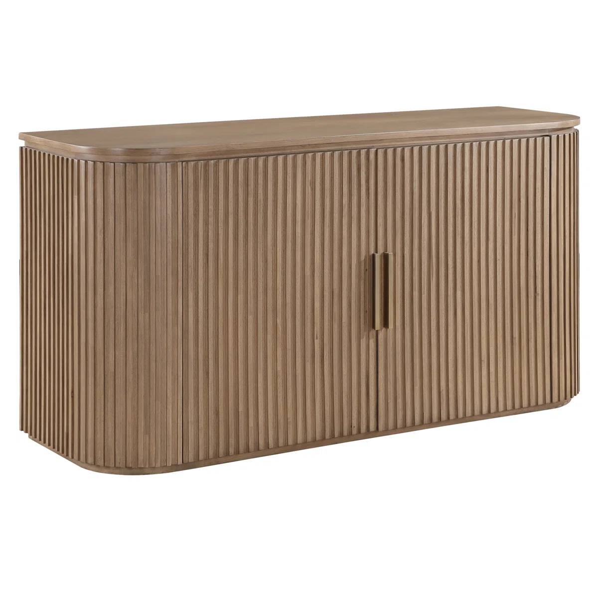 Luxury Wooden Sideboard with Slatted Design and Contemporary Decor Accents