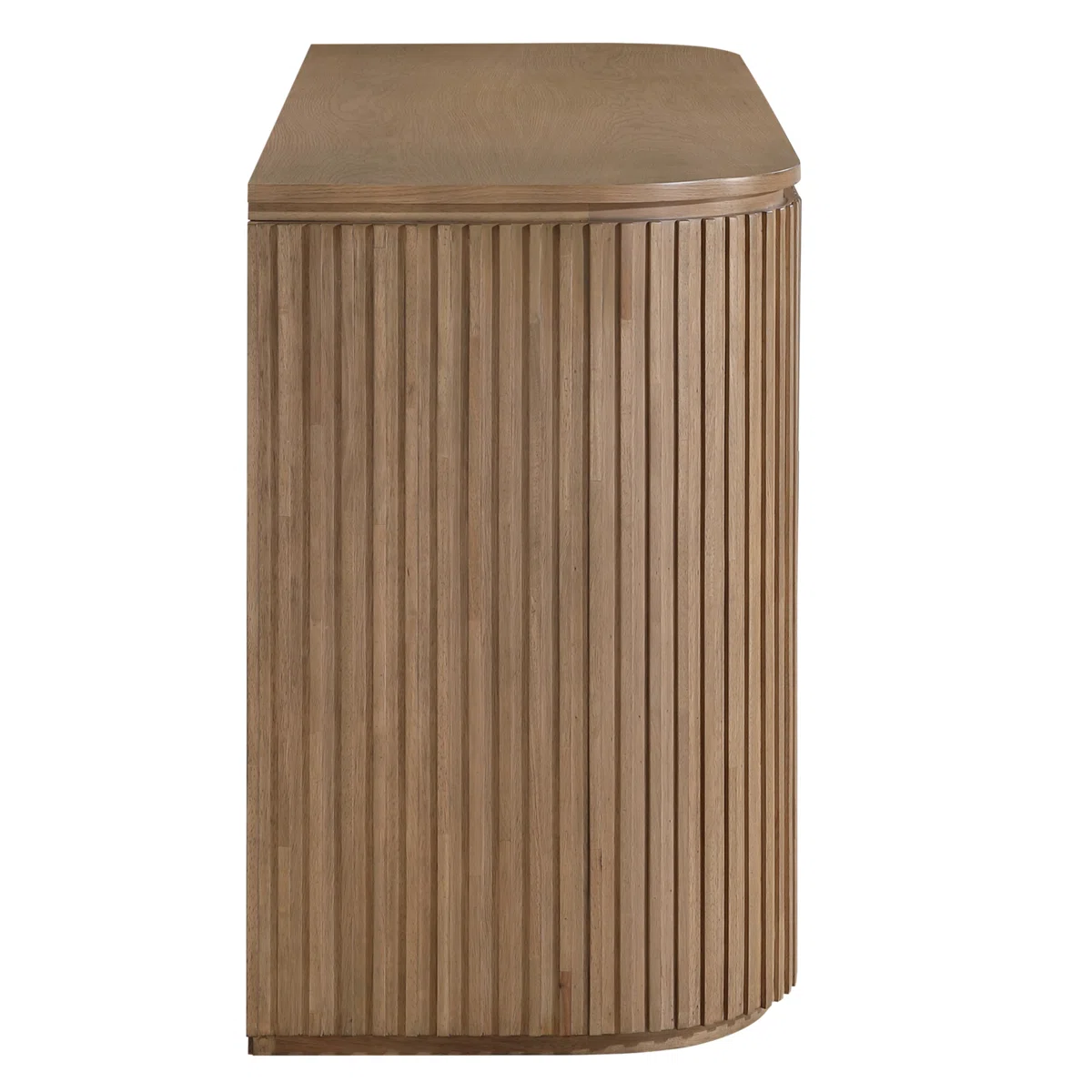 Luxury Wooden Sideboard with Slatted Design and Contemporary Decor Accents