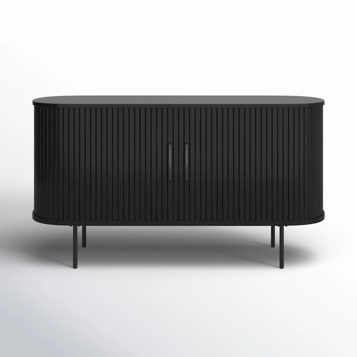 Modern Black Fluted Sideboard Cabinet � Stylish Storage Console with Rounded Corners