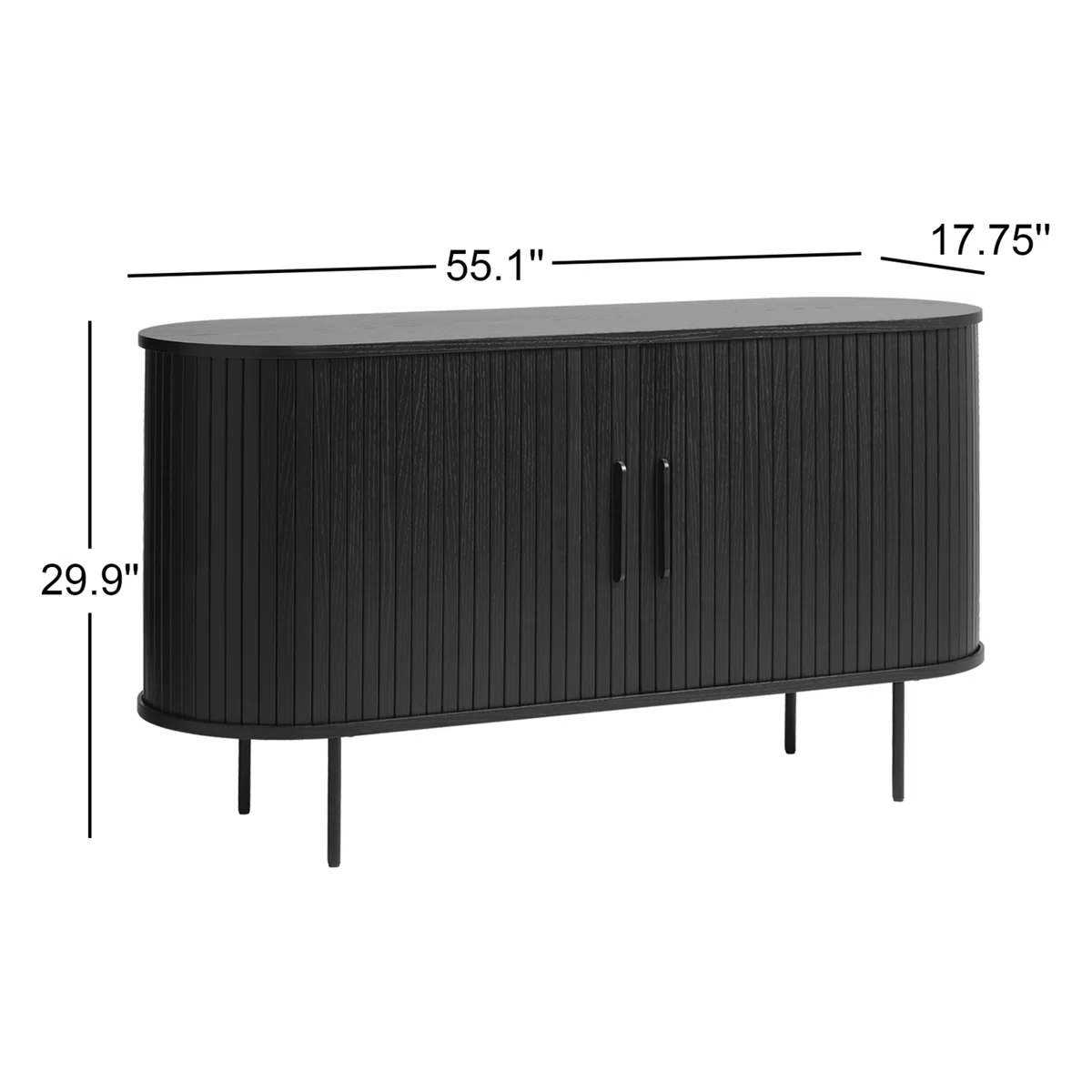 Modern Black Fluted Sideboard Cabinet � Stylish Storage Console with Rounded Corners