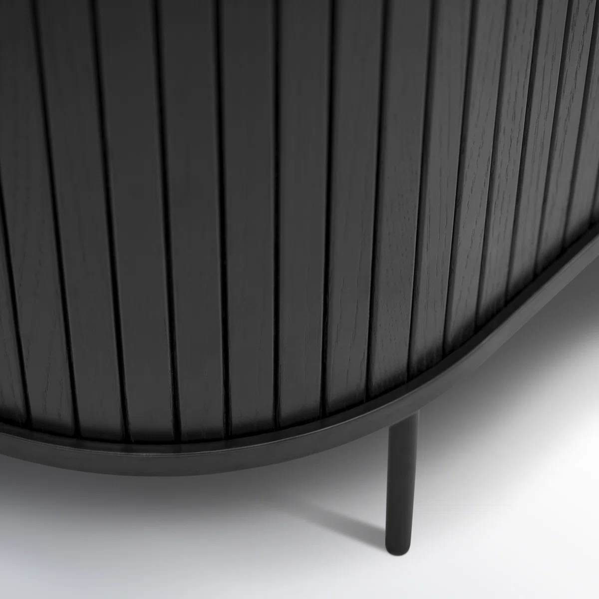 Modern Black Fluted Sideboard Cabinet � Stylish Storage Console with Rounded Corners
