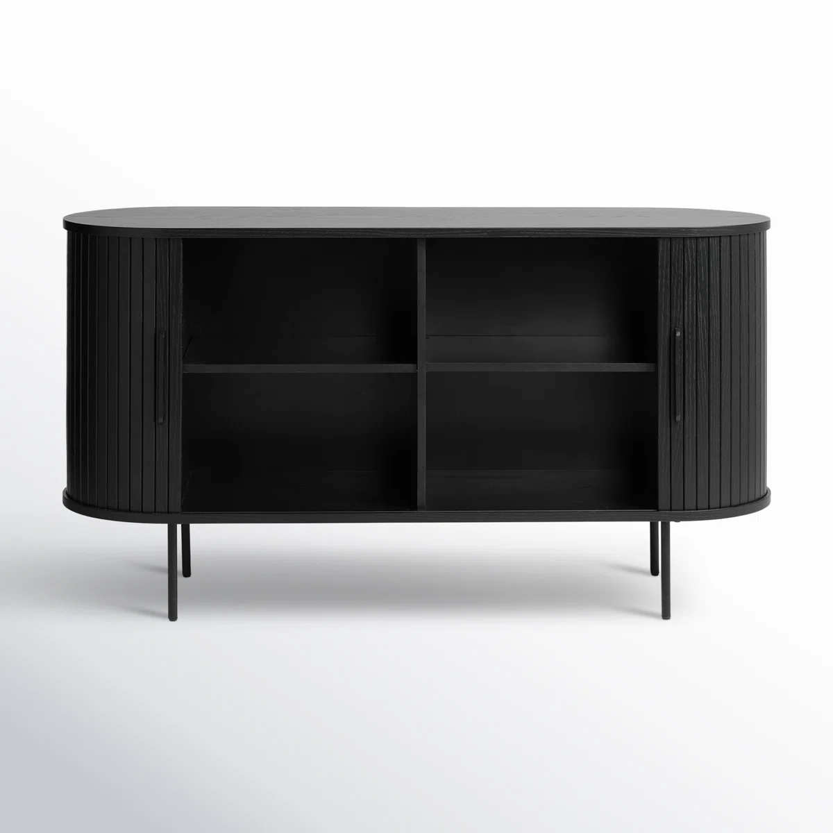 Modern Black Fluted Sideboard Cabinet � Stylish Storage Console with Rounded Corners