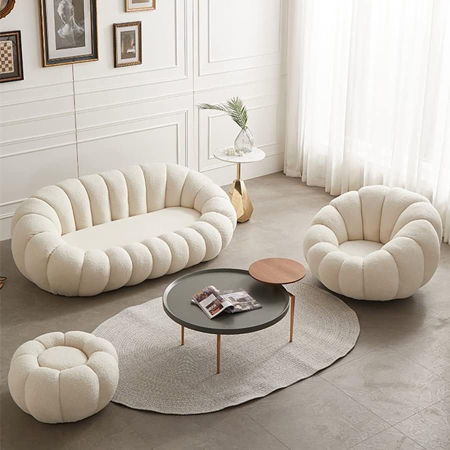 Furnlluxra Modern Cloud Sofa  Set  Bouclé Upholstered Living Room Furniture