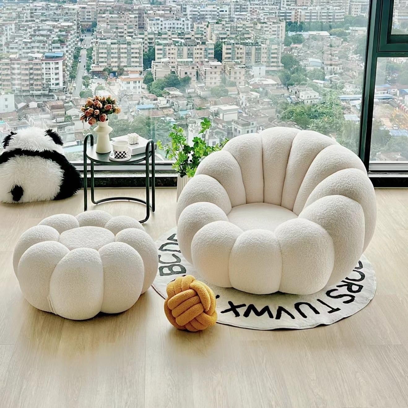 Furnlluxra Modern Cloud Sofa  Set  Bouclé Upholstered Living Room Furniture