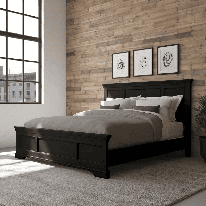 Luxury Black Solid Wood Bed Frame with Modern Aesthetic � Premium Bedroom Furniture