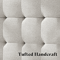 Furnlluxra King Size Wooden Bed with Upholstered Headboard | Modern Solid Wood Platform Bed Frame