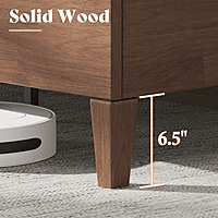 Furnlluxra King Size Wooden Bed with Upholstered Headboard | Modern Solid Wood Platform Bed Frame