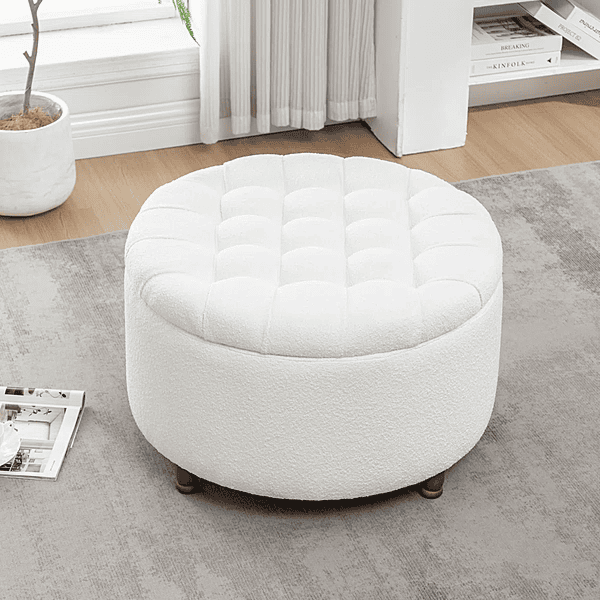 Furnlluxra Upholstered Ottoman in towl fabric