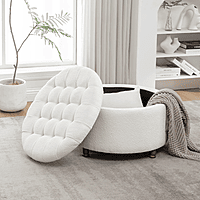 Furnlluxra Upholstered Ottoman in towl fabric