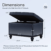 Furnlluxra 23.6' W Rectangle Upholstered Storage Ottoman