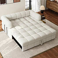 Furnlluxra 2-Seater Bouclé Convertible Sleeper Sofa, 167 cm