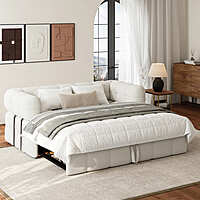 Furnlluxra 2-Seater Bouclé Convertible Sleeper Sofa, 167 cm