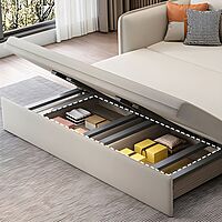 Contemporary Square Arm Faux Leather Sofa Cum Bed