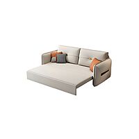 Contemporary Square Arm Faux Leather Sofa Cum Bed