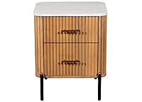 Fluted Wood Nightstand with Marble Top