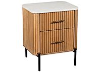 Fluted Wood Nightstand with Marble Top