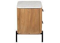 Fluted Wood Nightstand with Marble Top