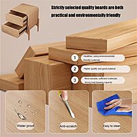 Furnlluxra Wood Leather Nightstand with 2 Sliding Drawers