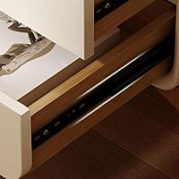 Furnlluxra Wood Leather Nightstand with 2 Sliding Drawers