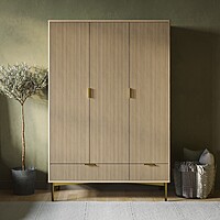 Furnlluxra 3 Door 2 Drawer Wardrobe In Wood